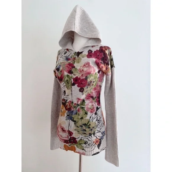 Anthropologie Moth Hothouse Floral Zip-up Hoodie Wool Cardigan Sweater Jacket XS - Picture 6 of 9
